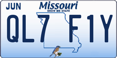 MO license plate QL7F1Y