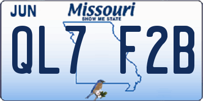 MO license plate QL7F2B