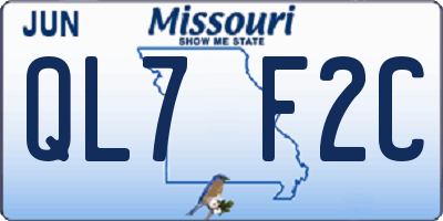 MO license plate QL7F2C