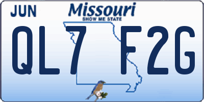 MO license plate QL7F2G
