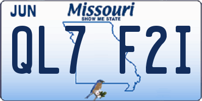 MO license plate QL7F2I