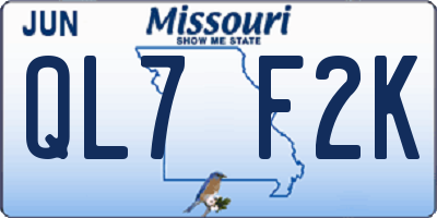 MO license plate QL7F2K
