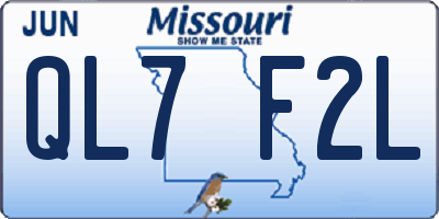 MO license plate QL7F2L