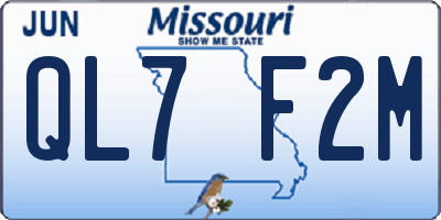 MO license plate QL7F2M