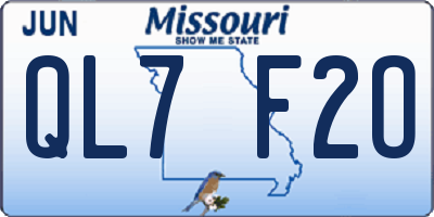 MO license plate QL7F2O