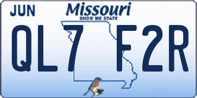 MO license plate QL7F2R