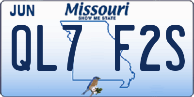 MO license plate QL7F2S