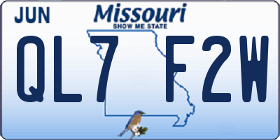 MO license plate QL7F2W