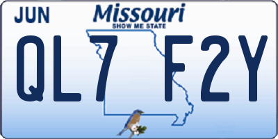 MO license plate QL7F2Y