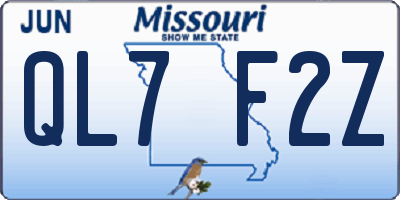 MO license plate QL7F2Z