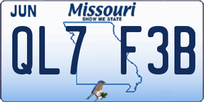 MO license plate QL7F3B