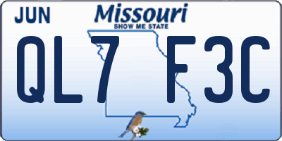 MO license plate QL7F3C