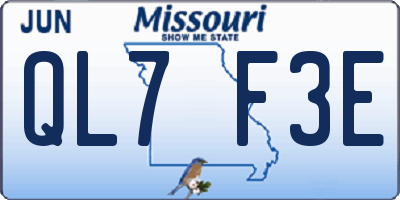 MO license plate QL7F3E