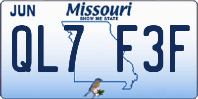 MO license plate QL7F3F