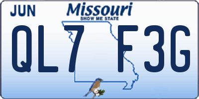 MO license plate QL7F3G