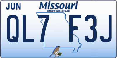 MO license plate QL7F3J