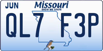 MO license plate QL7F3P