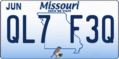MO license plate QL7F3Q