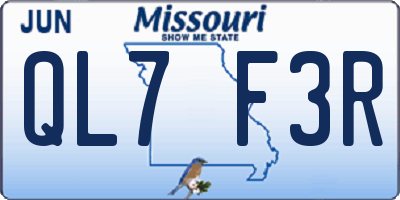 MO license plate QL7F3R