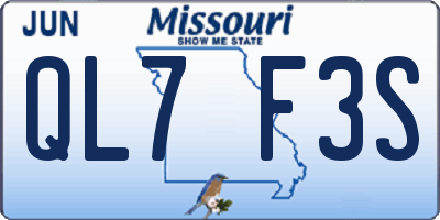 MO license plate QL7F3S