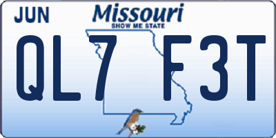 MO license plate QL7F3T