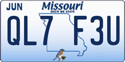 MO license plate QL7F3U