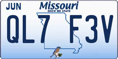 MO license plate QL7F3V