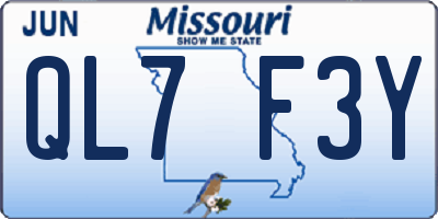 MO license plate QL7F3Y