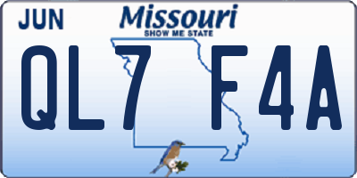 MO license plate QL7F4A