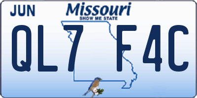 MO license plate QL7F4C