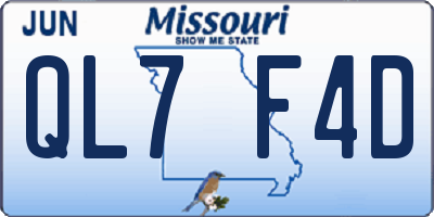 MO license plate QL7F4D