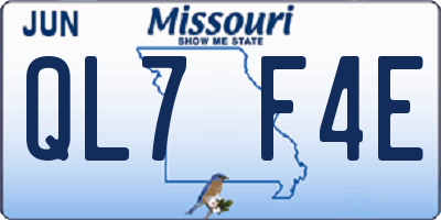 MO license plate QL7F4E
