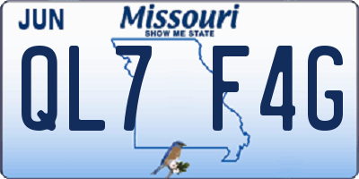 MO license plate QL7F4G