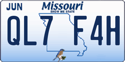 MO license plate QL7F4H