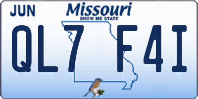 MO license plate QL7F4I