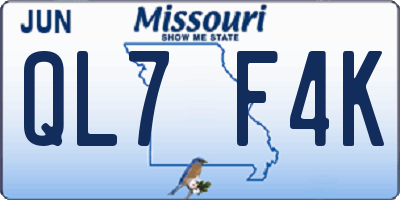 MO license plate QL7F4K