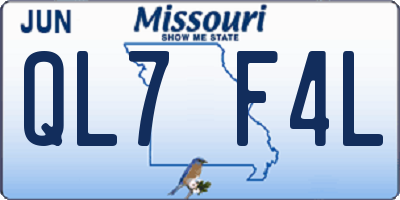 MO license plate QL7F4L