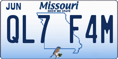 MO license plate QL7F4M