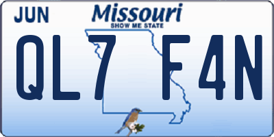 MO license plate QL7F4N