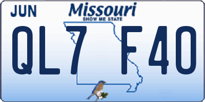 MO license plate QL7F4O