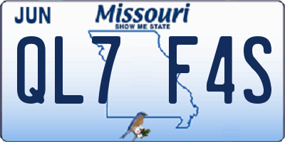 MO license plate QL7F4S
