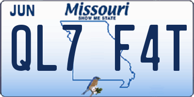 MO license plate QL7F4T