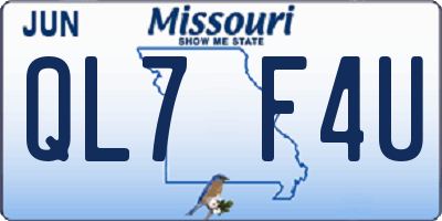 MO license plate QL7F4U