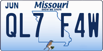 MO license plate QL7F4W