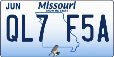 MO license plate QL7F5A