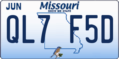 MO license plate QL7F5D