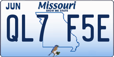 MO license plate QL7F5E