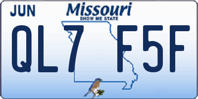MO license plate QL7F5F