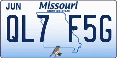 MO license plate QL7F5G