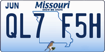 MO license plate QL7F5H